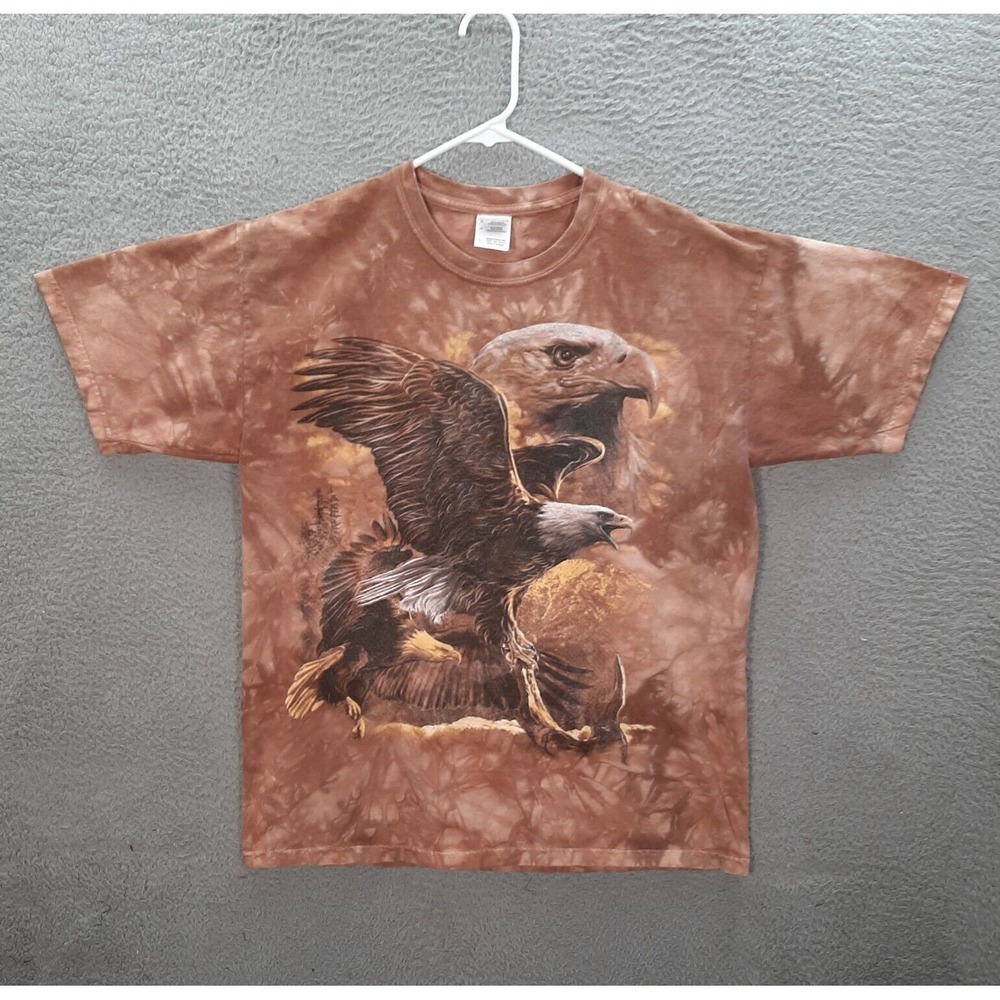 Gildan Shirt Adult Large Brown Tie Dye Eagle Nature Biker Motorcycle Grunge Y2K